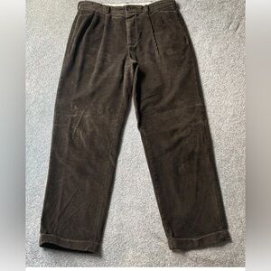 Vintage Brooks Brothers 346 cuffed Pleated Corduroy Pants Mens 36x32 (31) Brown